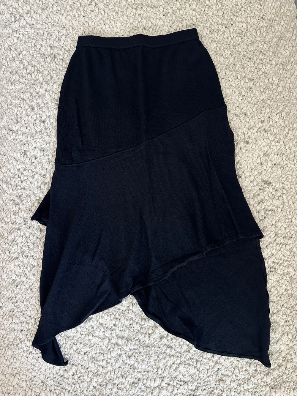 St John Evening Marie Gray Black Santana Knit Asymmetrical Handkerchief Skirt 10